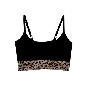 NWT PQ Swim by PilyQ Girls Leopard & Black Bikini Top Sz. 16